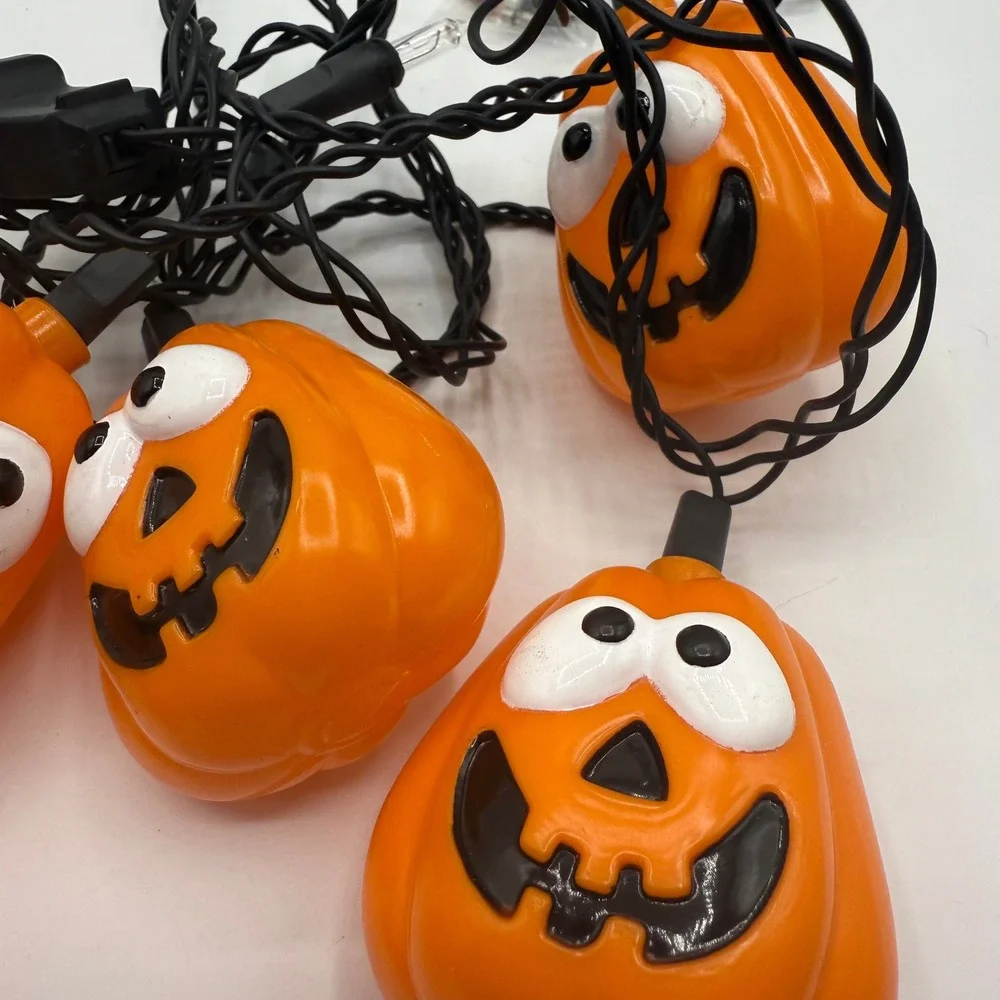 Vintage Halloween Pumpkin String‎ Lights Jack O Lanterns 8 Count Novelty - Picture 4 of 7
